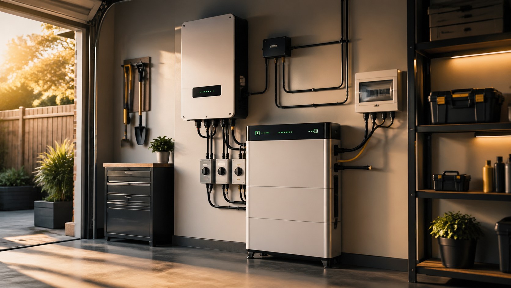 Solar panels and battery on a UK home